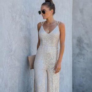 Vici Just Bust A Move Sequin Slit Jumpsuit New Years Eve